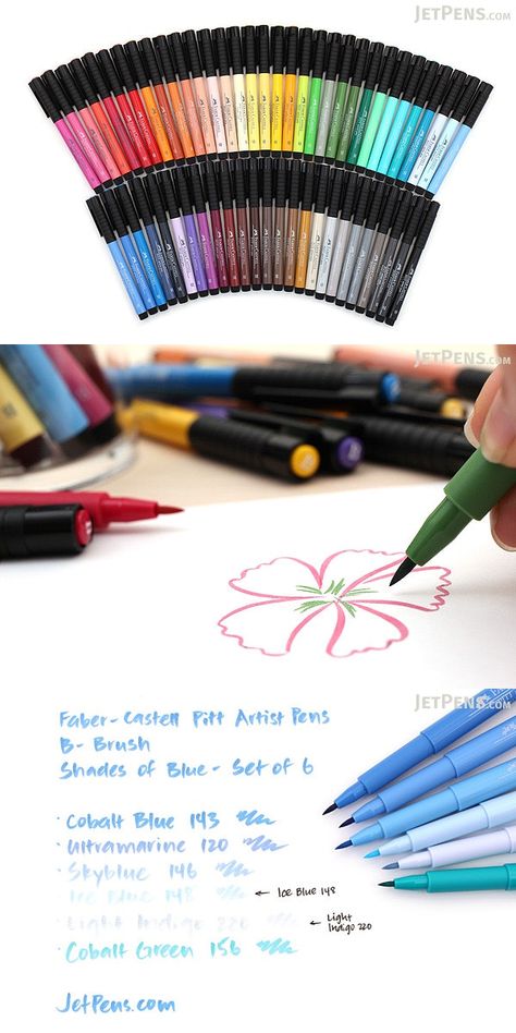 The PITT artist pen by Faber-Castell combines the vibrancy and permanence of traditional India drawing ink with the convenience of a modern disposable pen. The pigmented and lightfast drawing ink is ideal for sketches, drawings, layouts, fashion design, and illustration. Calligraphy Pens Set, Faber Castell Fountain Pen, Faber Castell Pitt Artist Pen, Pentel Pocket Brush Pen, Pentel Brush Pen, Stationery Obsession, Pitt Artist Pens, Jet Pens, Artist Brush