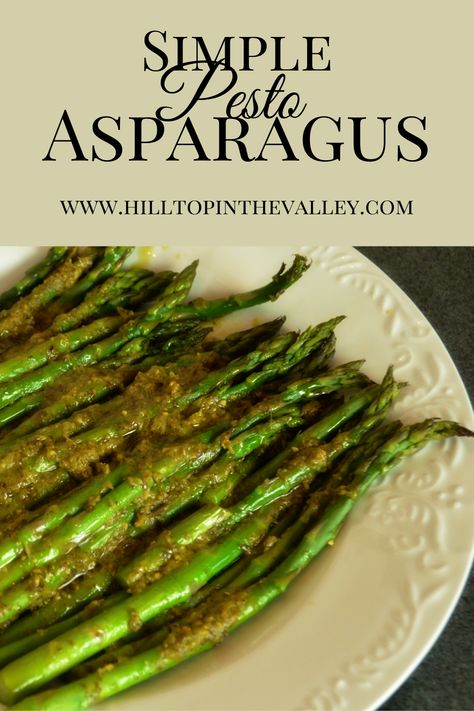 This simple basil pesto asparagus is so easy to make with just two ingredients: Pesto and Asparagus! It is rich and tasty for an elegant side dish. Can be adapted for Paleo, GAPS, Whole30, Keto and used with dairy free pesto. Pesto Asparagus, Dairy Free Pesto, Whole30 Keto, Fresh Asparagus, Basil Pesto, Asparagus Recipe, Favorite Side Dish, Vegetarian Cooking, Chicken Wing Recipes