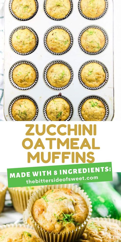 Easy Zucchini Oatmeal Muffins packed with shredded zucchini! Moist and flavorful with oats and zucchini. Perfect for a hearty breakfast! Zucchini Oatmeal Muffins, Muffins With Oatmeal, Zucchini Oatmeal, Seasonal Salad, Oat Muffins, Easy Zucchini, Zucchini Muffins, Shredded Zucchini, Oatmeal Muffins