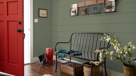 BESPOKE GREEN is a dusty olive green. It is one of 150 colors from Magnolia Home Paint. Find the shade that brings imagination to your life. Magnolia Home Paint, Magnolia Homes Paint, Joanna Gaines Paint, Magnolia Green, Magnolia Paint, Home Paint, New Paint Colors, Aspen Leaf, Coffee Nook