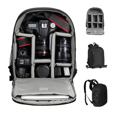 EMART Camera Backpack with Removable Compartment, Camera Bag for SLR DSLR Mirrorless Camera, Waterproof Camera cases for Sony Canon Nikon, Tripod, 13" Laptop, Rain cover (Black) Waterproof Digital Camera, Backpack Photography, Camera Bag Backpack, Dslr Lens, Photography Essentials, Best Dslr, Dslr Camera Bag, Camera Backpack, Waterproof Camera