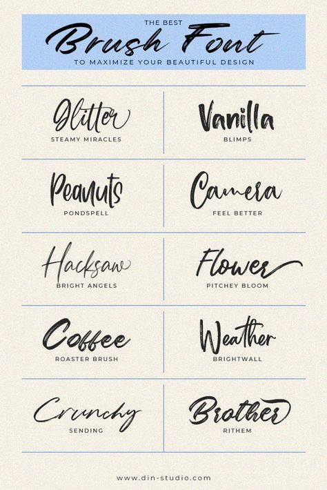 Show off your creativity with this amazing collection of sophisticated brush fonts. Each font offers a unique, playful look that will catch the eye and stand out in any design. From subtle calligraphy scripts to funky paint splatters, these fonts will elevate your next project to the next level. Download them now and unleash your wildest imagination! Brush Script Font, Brush Lettering Font, Brush Fonts Free, Free Fonts For Cricut, Free Commercial Fonts, Brush Script Fonts, Design Blogs, Best Free Fonts, Free Script Fonts