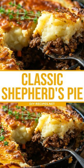 Enjoy a classic Shepherd's Pie with this easy recipe. Flavorful meat filling topped with creamy mashed potatoes, perfect for a cozy meal! Shepherds Pie With Ground Lamb, Shepards Pie With Cream Corn, Dutch Oven Shepards Pie, Shepherds Pie Recipe No Peas, Shepherds Pie Recipe No Vegetables, Shepherds Pie Mashed Potatoes, Homemade Shepards Pie, Beef Sheppard’s Pie, Shepherds Pie Recipe With Fresh Veggies