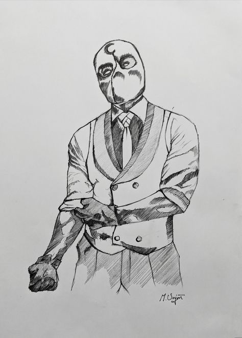 Mr Knight Drawing, Moonknight Drawing Pencil, Moon Knight Drawing Pencil, Moon Knight Dibujo, Homelander Sketch, Moon Knight Art, Moon Knight Drawing, Moon Knight Sketch, Easy Manga Drawings