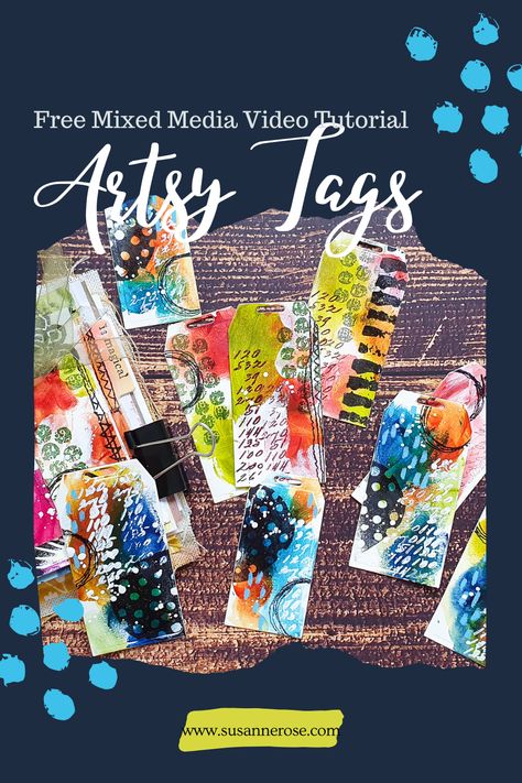 FREE Video Tutorial! Make some messy stamped tags for your journals Stamped Tags, Mixed Media Tags, Vintage Stuff, Rose Art, Mixed Media Collage, Media Art, Journal Inspiration, Video Tutorial, Mixed Media Art