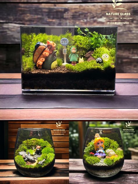 Line@natureglass Anime Terrarium, Cute Terrarium, Tank Aesthetic, Anime Tattoo, Monkeys Funny, Aquariums, Fish Tank, Terrarium, Geek Stuff