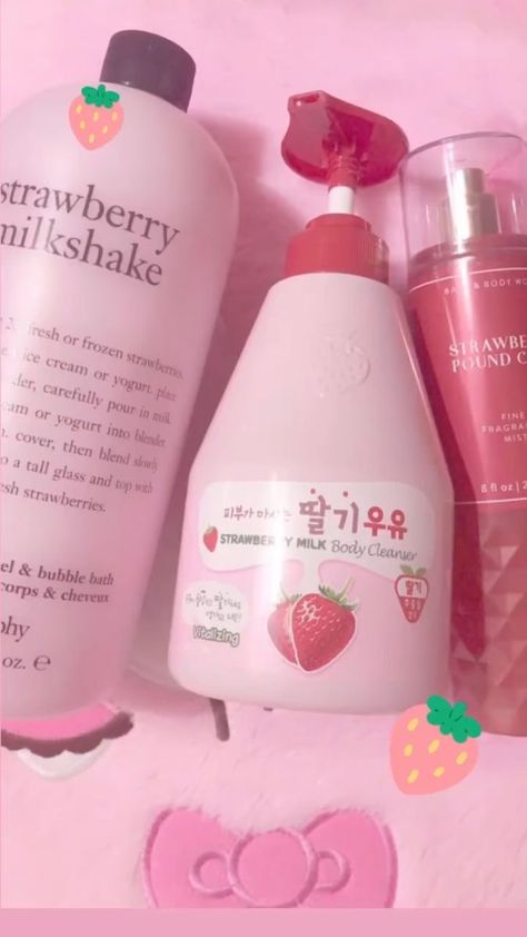 Strawberry Milkshake Shampoo, Milkshake Shampoo, Strawberry Milk Body Cleanser, Cleanser Aesthetic, Girly Products, Benjamin Graham, Shower Skin Care, Strawberry Milkshake, Bath And Body Care