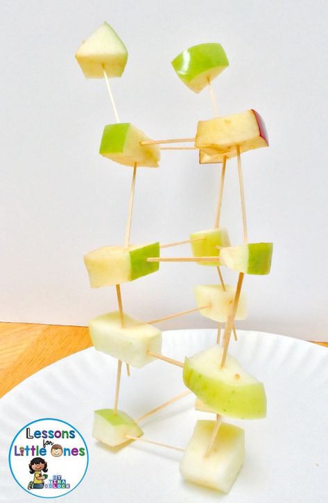 Apple Science Experiments & STEM Activities - Lessons for Little Ones by Tina O'Block Tower Stem Challenge, Apple Boats, Apple Science Experiments, Parts Of An Apple, Apple Science, Preschool Science Activities, Apple Unit, Apple Stem, Apple Activities