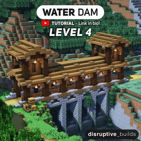 Minecraft Survival Sky Base, Minecraft Dam Ideas, Dam Minecraft, Minecraft Mountain Staircase, Minecraft Dam, Minecraft Village Layout, Bridge Minecraft Design, Minecraft Railway Ideas, Minecraft Docks