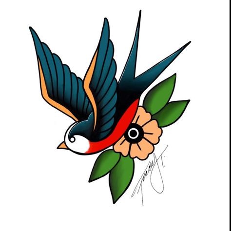 @tattoos_by_teague on Instagram: “Traditional swallow tattoo design #americantraditionaltattoo #swallowtattoo #traceyteague #tattoosbyteague #motowntattoocompany…” Traditional Swallow Tattoo Design, Swallow Traditional Tattoo, Buzzard Tattoo, Traditional Swallow, Traditional Swallow Tattoo, Tattoo Swallow, Sparrow Tattoo Design, Swallow Tattoo Design, Sparrow Tattoo