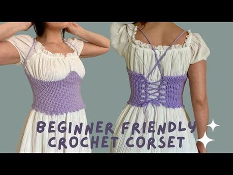 Easy Crochet Corset Top Tutorial / Crochet corset belt - YouTube Crochet Corsets, Crochet A Corset, How To Crochet A Corset Top, Crochet Underbust Corset, Corset Top Crochet Pattern, Crochet Corset Top Pattern Free, Crochet Corset Pattern Free, Easy Crochet Corset, Corset Top Tutorial