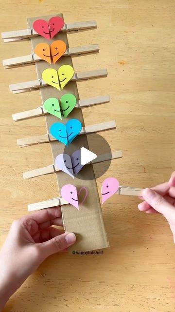 Fynn Sor | Happy Tot Shelf on Instagram: "Create heartwarming memories this Valentine’s Day with a delightful activity for your little ones! They’ll love matching heart halves and pegging them together, honing colour matching and fine motor skills. ❤️🧡💛💚💙💜 👉🏻 Ideal for 3 to 5-year-olds.  💕 Love this activity? Explore more creative and fun learning at @happytotshelf !  #learningisfun #handsonlearning #kidsactivities #preschoolactivities #toddleractivities #valentines #finemotorskills #preschool" Heart Day Activities For Kids, Heart Activities For Toddlers, Colour Activities Preschool, Colours Activity For Preschool, Mind Activities, Colour Activities, Preschool Color Activities, World Heart Day, Valentine Activities