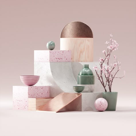 Personal Projects- 2019 on Behance Peter Tarka, Tea Japan, 3d Podium, 3d Composition, Ceramics Vase, 3d Scene, 3d Inspiration, 3d Abstract, 3d Artwork