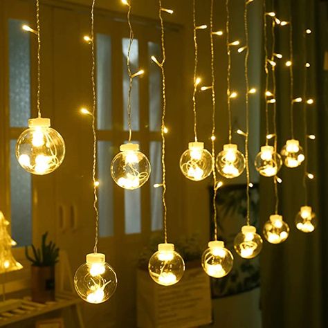 Fairy Lights Decor, String Ball Lights, Led Curtain Lights, Diwali Lights, Christmas Window Display, Led Curtain, Curtain String Lights, Garden Lanterns, Ball Lamps