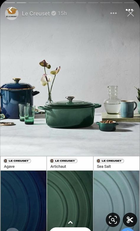 Le Creuset Colors Combinations, Kitchen Connection, Palette Kitchen, French Style Kitchen, Le Creuset Colors, Style Kitchen, Cookware Set, Le Creuset, House Designs