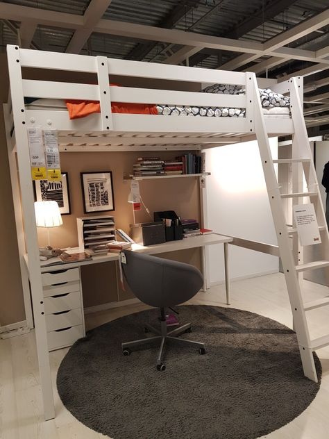 Loft Bed Desk Setup, Floating Bed With Desk Under, Loft Bed Desk, Bed With Desk Underneath, Bunk Bed Room, Diy Loft Bed, Floating Bed, Bed Desk, Interior Design Mood Board