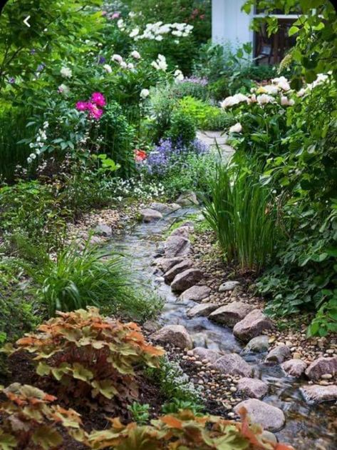 Backyard Stream, Garden Stream, Taman Air, Dry Creek Bed, Garden Water Feature, Garden Ponds, Backyard Water Feature, Pond Landscaping, Waterfalls Backyard