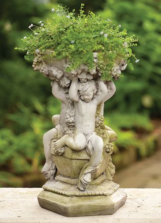 Cherubs Holding Bowl....of mossy beauty. French Country Patio, Country Patio, Charleston Gardens, French Gardens, French Country Garden Decor, Garden Statuary, Country Garden Decor, Plant Containers, French Country Garden