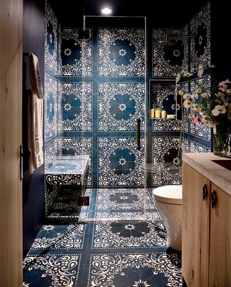 Floor To Ceiling Tile, Sasha Bikoff, Maximalist Bathroom, Jean Louis Deniot, New Ravenna, Checkerboard Floor, Geometric Floor, Penny Tile, Gorgeous Tile