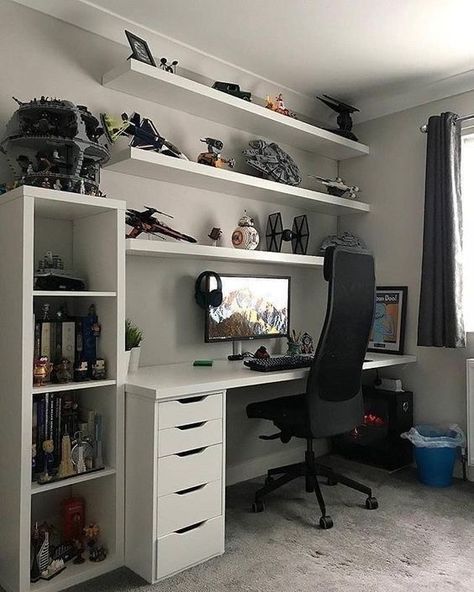 Star Wars Room, Boy Bedroom Design, Bedroom Setup, Gaming Room Setup, Gamer Room, Game Room Design, Home Office Setup, Room Setup, A Desk