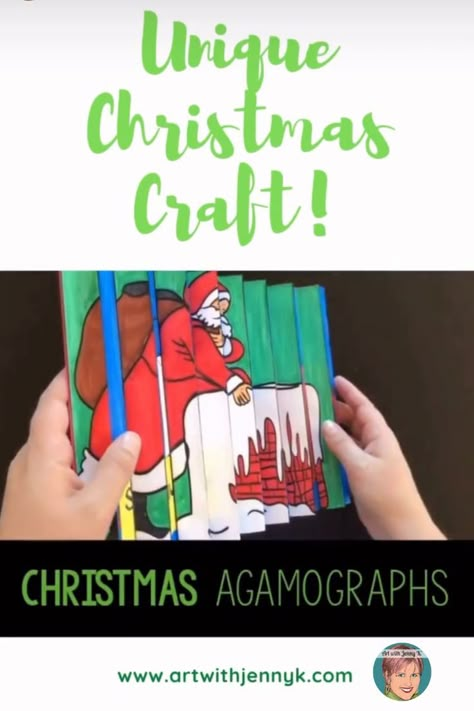 8th Grade Christmas Art Project, Christmas Agamograph, Easy Christmas Art Projects, Easy Christmas Art, Christmas School Ideas, Kindergarten Christmas Crafts, Winter Art Ideas, Art With Jenny K, Student Picture