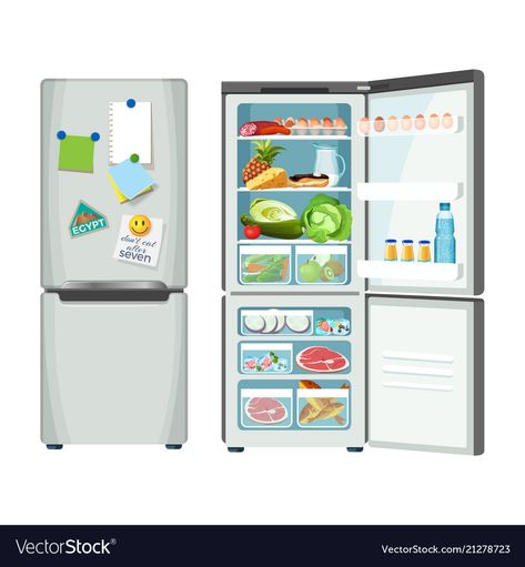 Modern Fridge, Empty Fridge, Full Fridge, Colorful Notes, Commercial Refrigerators, Retro Fridge, Esl Resources, Kitchen Fridges, Cooler Box