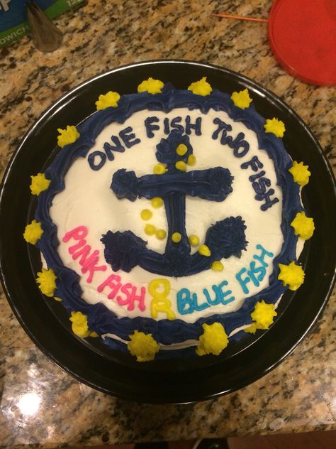 Gender reveal cake #nautical #anchor #cake Nautical Gender Reveal Ideas, Brown Gender Reveal, Nautical Gender Reveal, Ideas For Baby Shower Boy, Twins Gender Reveal, Family And Baby, Gender Reveal Party Ideas, Reveal Party Ideas, Ideas For Baby Shower