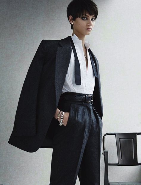 Giampaolo Sgura Flashes Anna Selezneva For Vogue Germany November 2013. Style - Claudia Englmann, Hair by Ben Skervin and make-up by Niki M’nray. Masculine Women Fashion, Anna Selezneva, Masculine Clothing, Woman In Suit, Masculine Fashion, Masculine Style, Woman Suit Fashion, Vogue Germany