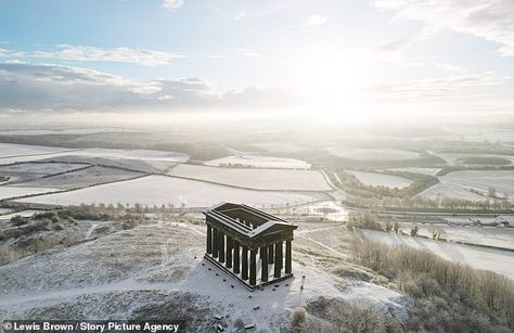 Frosty and snowy fields surround the Penshaw Monument near Sunderland this morning Penshaw Monument, Weather Fronts, Snowy Field, North York Moors, Angel Of The North, Eden Project, Brecon Beacons, Beautiful Scenes, Northern England