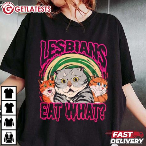 Lesbian Eat What Cat Vintage LGBTQ+ T-Shirt Check more at https://getlatests.com/product/lesbian-eat-what-cat-vintage-lgbtq-t-shirt/ Lesbian Clothes, Lesbian Meme, Queer Vibes, Lesbian Outfits, Meme Shirts, Cat Vintage, What Cat, Black Cat, Memes