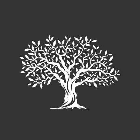 Olive tree silhouette icon isolated on white Vector Image Tree Logo Ideas, Black Olive Tree, Restaurant Logos, Illustration Logo Design, Logo Design Concept, Tree Icon, Tree Logos, Illustration Logo, Tree Silhouette