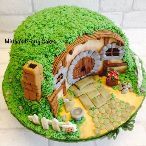 Hobbit Cake Ideas, Hobbit House Cake, Hobbit Cake, Fairy House Cake, Garden Cakes, House Cake, Fairy Cakes, Cake Designs Birthday, Cake Decorating Techniques