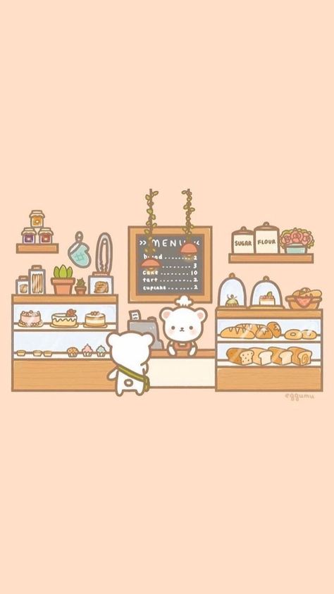 Kawaii Cafe Drawing, Iphone Wallpaper Korean, Kawaii Cafe, Cute Bakery, Minimalist Drawing, Kawaii Illustration, Cute Cafe, Cute Doodles Drawings, Bullet Journal Art