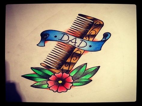 12 Darling Dad Tattoo Designs Comb Tattoo, Dad Tattoo Design, Infinity Symbol Tattoo, Dad Tattoo, Date Tattoos, Special Tattoos, 3 Tattoo, Sweet Tattoos