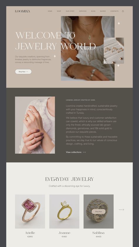 Jewelry Cover Design, Jewelry Store Website Design, Jewelry Website Design Layout, Jewelry Website Design Inspiration, Jewellery Website Design, Jewellery Portfolio, Jewelry Website Design, Simple Website Design, Jewelry Websites