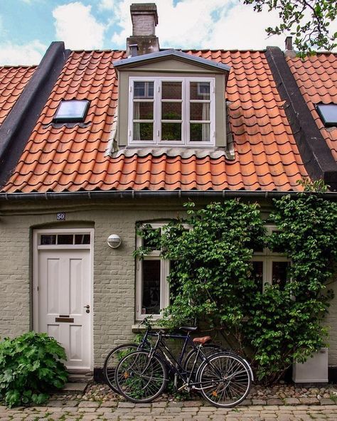 Danish House Exterior, Danish House, Shotgun House, Micro House, Mini House, Small Home, Little Houses, House Front, House Inspiration