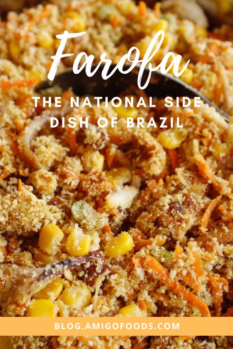 Brazilian Farofa, Brazilian Bbq Sides, South American Side Dishes, Brazilian Crockpot Recipes, Farofa Recipe Brazil, Brazilian Sides, Brazilian Vegetables, Argentinian Side Dish Recipes, Brazilian Vegetable Side Dishes