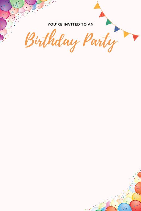 Printable Birthday Party Invitation Card Blank Template Free PDF Birthday Invitation Template Free Editable, Ticket Design Template, Birthday Invitation Message, Gender Reveal Invitations Template, Invitation Card Birthday, Birthday Party Set, Bday Invitations, Gender Reveal Invitations, Party Banners