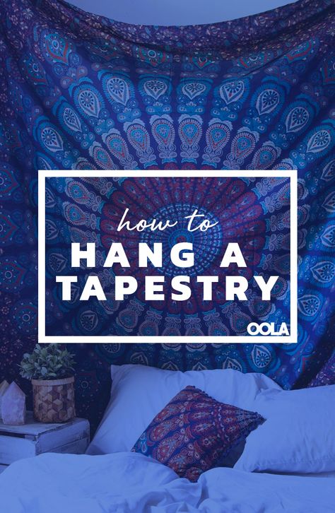 How To Hang Tapestry On Ceiling, Tapestry As Headboard, How To Hang Tapestry On Wall Ideas, How To Hang Wall Tapestry, Tapestry Headboard Ideas, Hanging A Rug On The Wall, Decorating With Tapestries, How To Hang Tapestry On Wall, How To Hang A Tapestry On Wall