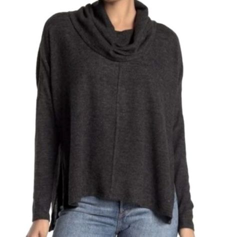 Status By Chenault Grey Cowlneck Sweater Medium NWT 883914675850 | eBay Ribbed Turtleneck Top, Faux Leather Motorcycle Jacket, New Status, Fall Outerwear, Fitted Denim Jacket, Cowl Neck Tunic, Cowl Neck Long Sleeve, Poncho Style, Striped Turtleneck