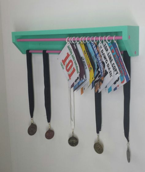 Trendy Running display for race bibs ...TrendyDisplay at etsy.com Running Bib Display, Running Display, Race Bib Display, Bib Display, Race Bib Holder, Race Medal Displays, Medals Display, Running Bibs, Running Medal Display