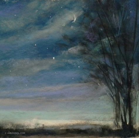 Blue Meditation Aesthetic, Stars Art, To Infinity And Beyond, Ethereal Art, Pretty Art, Dark Art, Painting Inspiration, A Tree, Night Sky