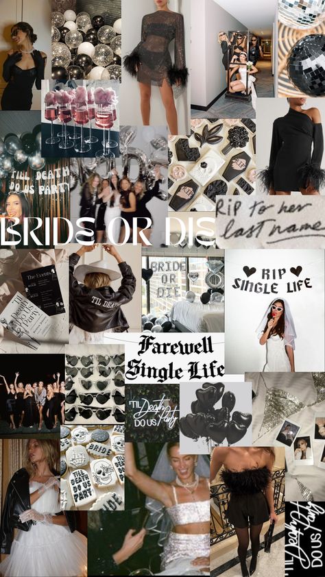 Black Out Bachelorette Theme, Black And White Themed Bachelorette Party, Bachelorette Party Rip Last Name, Hens Night Theme Ideas, White And Black Bachelorette Party, Color Themed Bachelorette Party, Bachelorette Party Themes Black And White, Bridesmaid Themed Bachelorette Party, Edgy Bachelorette Party Theme