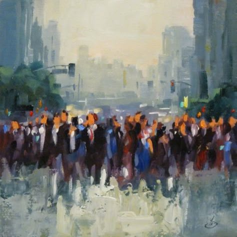 Painting Of Crowd Of People, Crowd Painting People, Urban Landscapes Gcse Art, A Level Art Sketchbook Landscapes, Crowd Of People Painting, Crowded Painting, Crowd Of People Drawing, Crowd Painting, Crowd Art