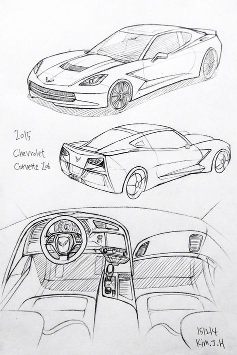 Cars Aesthetic Drawing, Corvette Drawing Easy, Corvette Drawing, Car Drawing Sketches, Car Drawing Pencil, Corvette Art, Cars Drawing, Chevrolet Corvette Z06, Car Drawing