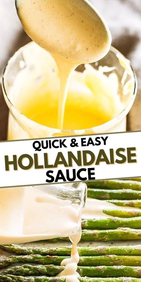 A quick version of the classic Hollandaise Sauce prepared with a blender. Same taste, same consistency, but faster, easier, and foolproof. Homemade Hollandaise Sauce Easy, Blender Hollandaise Sauce, Hollandaise Sauce Recipe, Brunch Christmas, Blender Hollandaise, Easy Hollandaise, Easy Hollandaise Sauce, Food Sauces, Homemade Hollandaise Sauce