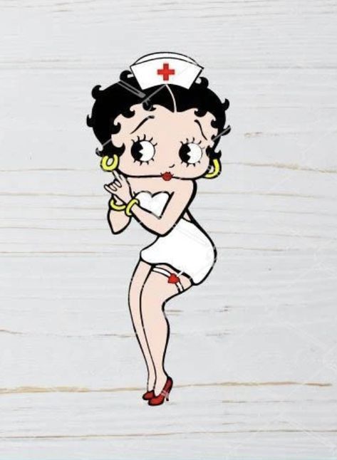 Betty Boop Nurse Tattoo, Betty Boop Leg Tattoo, Simple Betty Boop Tattoo, Nurse Pinup Tattoo, Betty Boop Stickers Printable, Crazy Nurse, Nurse Betty, Nurse Cartoon, Betty Boop Sublimation