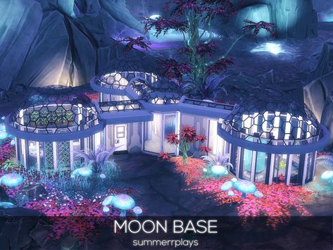 Alien House Sims 4, Sims Alien, Sci Fi House, Fantasy Builds, Ts4 Lots, Alien House, Ts4 Builds, Sims Love, Blox Burg