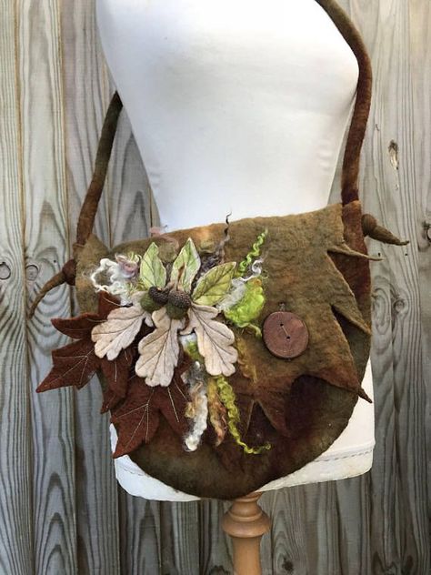 Leaf Fairy, Weird Shoes, Felted Purse, Felted Fairy, Felted Bag, Copper Beech, Fairy Festival, Wool Felting, Spirit Board