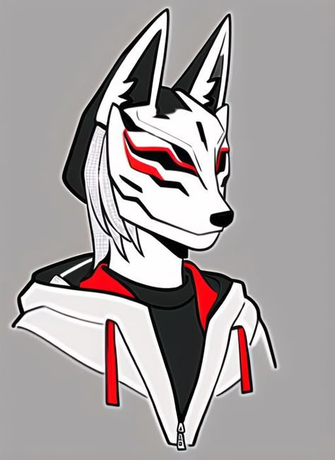 Hero Mask Design Ideas, Fox Mask Character Design, Kitsune Mask Character, Wolf Mask Anime, Kitsune Mask Aesthetic, Masked Character Design, Kitsune Mask Drawing, Cyberpunk Kitsune, Fox Mask Anime